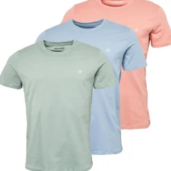 Clearance Herre JXJ T-shirts 3-pak Ashley Blå/​Roset/​Grøn Milieu T-Shirts, Poloer Og Skjorter·Multipakker|Multipakker·T-Shirts Og Undertrøjer