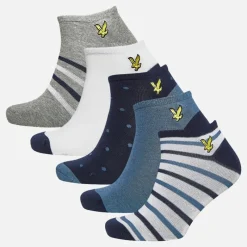 Online Herre Kylo Fem Par Trænings Sokker Polka Dot /​ Stribe /​ Moonlight Blue /​ Gråmeleret /​ Bright White Undertøj, Sokker Og Nattøj·Sokker|Sokker