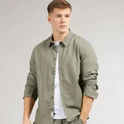 Best Herre Langærmet Skjorte Dusty Olive T-Shirts, Poloer Og Skjorter·Skjorter