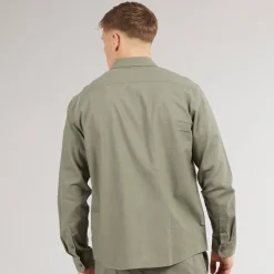 Best Herre Langærmet Skjorte Dusty Olive T-Shirts, Poloer Og Skjorter·Skjorter