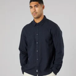 Online Herre Langærmet Skjorte Insignia Blue T-Shirts, Poloer Og Skjorter·Skjorter