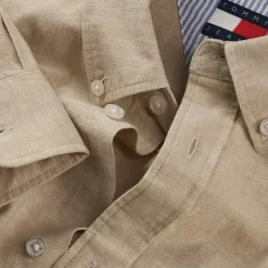 Best Herre Linnedblanding Langærmet Skjorte Relic Tan T-Shirts, Poloer Og Skjorter·Skjorter
