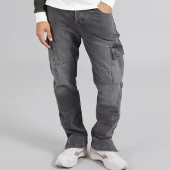 Outlet Herre Loose Fit Cargo Jeans Grå Jeans Og Bukser·Jeans