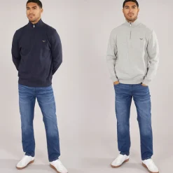 Discount Herre Marigold To Pak 1/​4 Lynet Sweatshirts Navy /​ Grå Multipakker·Hættetrøjer Og Sweatshirts|Hættetrøjer Og Sweatshirts·Sweatshirts