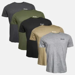 Clearance Herre Nosti Five Pack T-shirts Sort/​Khaki/​Grå Melange/​Mørk Stone/​Kul Melange T-Shirts, Poloer Og Skjorter·Multipakker|Multipakker·T-Shirts Og Undertrøjer
