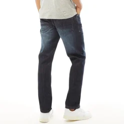 New Herre Nye Prægede Techno Straight Fit Jeans Mørk Vask Jeans Og Bukser·Jeans Med Lige Ben|Jeans Og Bukser·Jeans