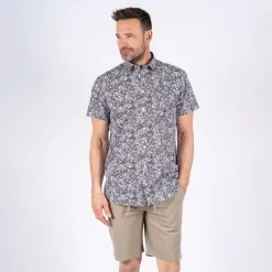 Outlet Herre Oliver Kortærmet Skjorte Marineblå T-Shirts, Poloer Og Skjorter·Skjorter
