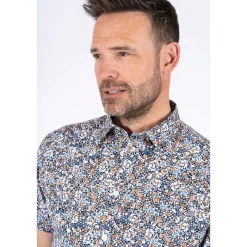 Outlet Herre Oliver Kortærmet Skjorte Marineblå T-Shirts, Poloer Og Skjorter·Skjorter