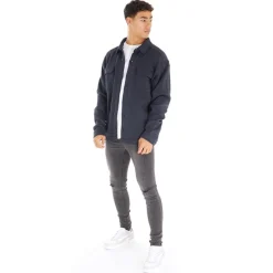Discount Herre Opvarmet Shacket Blå T-Shirts, Poloer Og Skjorter·Skjorter|Jakker Og Frakker·Jakker Og Frakker