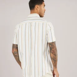 Herre Oxford Stribet Kortærmet Skjorte Lyseblå T-Shirts, Poloer Og Skjorter·Skjorter