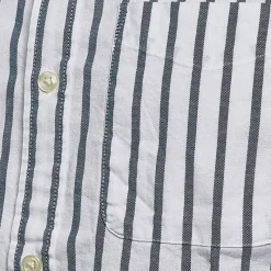 Outlet Herre Oxford Stripe Skjorter med korte ærmer Blå T-Shirts, Poloer Og Skjorter·Skjorter