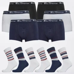 Herre 6-pak Boxer og 6-pak Sokke Gavesæt Hvid/​Sort/​Navy Multipakker·Undertøj|Undertøj, Sokker Og Nattøj·Boxer Shorts