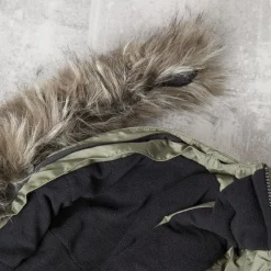 Discount Herre Pelsbesat Hætteforsynet Vatteret Ripstop Parka Khaki/​Sort Jakker Og Frakker·Jakker Og Frakker