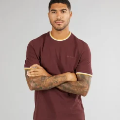 Sale Herre Pique Ringer T-Shirt Vin T-Shirts, Poloer Og Skjorter·T-Shirts Og Undertrøjer