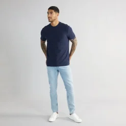 Clearance Herre Pique T-Shirt Mørk Marineblå T-Shirts, Poloer Og Skjorter·T-Shirts Og Undertrøjer
