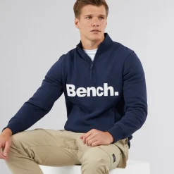 Online Herre Plinth Spots 1/4 Zip Funnel Neck Sweatshirt Navy Hættetrøjer Og Sweatshirts·Sweatshirts