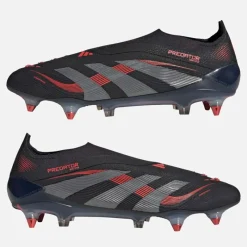 New Herre Predator Elite LL Snørebåndsløse Stealth Victory Pack SG Blød Bund Fodboldstøvler Core Black/​Grey Four/​Lucid Red Fodboldstøvler|Fodboldstøvler
