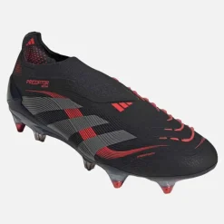 New Herre Predator Elite LL Snørebåndsløse Stealth Victory Pack SG Blød Bund Fodboldstøvler Core Black/Grey Four/Lucid Red Fodboldstøvler|Fodboldstøvler