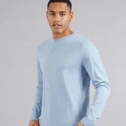 Clearance Herre Prøve Langærmet Top Stål Blå T-Shirts, Poloer Og Skjorter·T-Shirts Med Lange Ærmer|T-Shirts, Poloer Og Skjorter·T-Shirts Og Undertrøjer