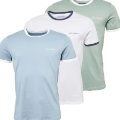 New Herre Ralph 3-pak T-shirts Hvid/​Ashley Blå/​Grøn Milieu T-Shirts, Poloer Og Skjorter·Multipakker|Multipakker·T-Shirts Og Undertrøjer