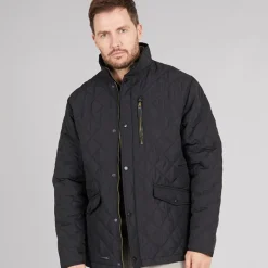 Clearance Herrer Argyle Vatteret Jakke Sort Udendørs|Jakker Og Frakker