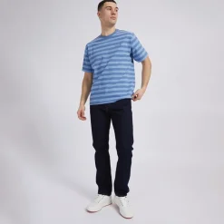Hot Herre Rød Tab Vintage T-shirt Bardo Stribet Bleget Denim T-Shirts, Poloer Og Skjorter·T-Shirts Og Undertrøjer