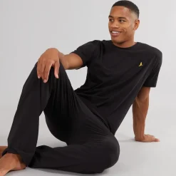 New Herre Robbert T-shirt Og Lounge Bukser Sæt Sort Undertøj, Sokker Og Nattøj·Nattøj