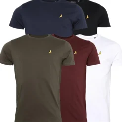 Herre Russel 5-pak T-shirts Sort/​Hvid/​Blå/​Khaki/​Burgunder T-Shirts, Poloer Og Skjorter·Multipakker|Multipakker·T-Shirts Og Undertrøjer