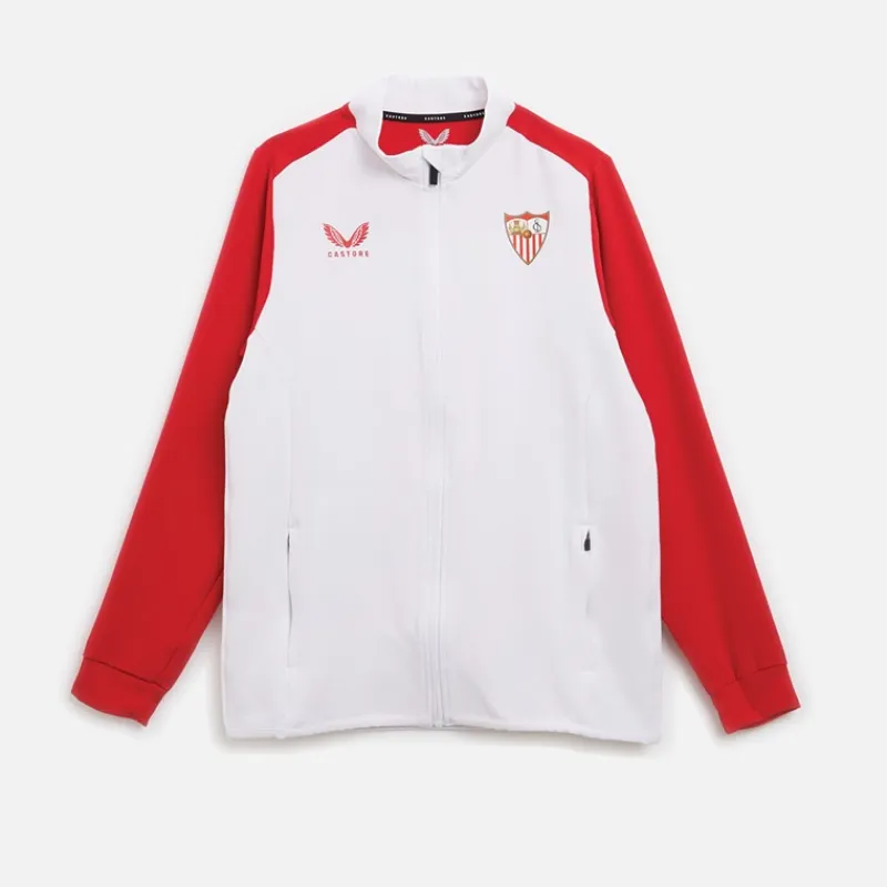 Herre SFC Sevilla FC Hjemme Anthem Jakke Brilliant Hvid / True Rød Træning|T-Shirts Og Undertrøjer