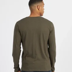 Sale Herre Supreme Rundhals Langærmet T-shirt Khaki T-Shirts, Poloer Og Skjorter·T-Shirts Og Undertrøjer