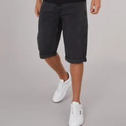 New Herre Tillforth Baggy Denim Shorts Sort Vask Shorts Og Badetøj·Shorts