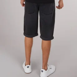 New Herre Tillforth Baggy Denim Shorts Sort Vask Shorts Og Badetøj·Shorts