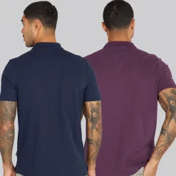 Hot Herre to pak ensfarvede poloskjorter Plum/​Dark Navy T-Shirts, Poloer Og Skjorter·Multipakker|Multipakker·T-Shirts Og Undertrøjer