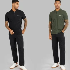 Hot Herre to pak ensfarvede poloskjorter Sort/Khaki T-Shirts, Poloer Og Skjorter·Multipakker|Multipakker·T-Shirts Og Undertrøjer