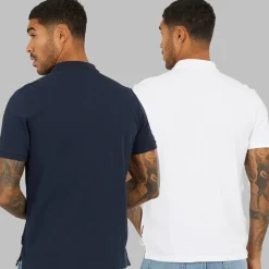 Herre to pak poloer mørkeblå/​hvid T-Shirts, Poloer Og Skjorter·Multipakker|Multipakker·T-Shirts Og Undertrøjer