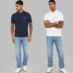Herre to pak poloer mørkeblå/​hvid T-Shirts, Poloer Og Skjorter·Multipakker|Multipakker·T-Shirts Og Undertrøjer