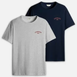 Online Herre To Pak Trykte T-shirts Grå /​ Marineblå T-Shirts, Poloer Og Skjorter·Multipakker|Multipakker·T-Shirts Og Undertrøjer