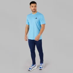 Sale Herre Træn Essentiel Basis T-shirt Semi Blue Burst/​Sort Træning|T-Shirts Og Undertrøjer