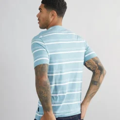 Outlet Herre T-shirt med tynde striber Petrol T-Shirts, Poloer Og Skjorter·T-Shirts Og Undertrøjer