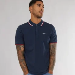 New Herre tværstribet polo skjorte Dark Navy T-Shirts, Poloer Og Skjorter·Poloer
