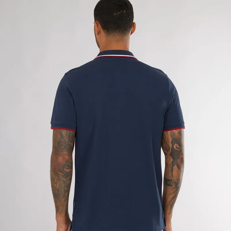 New Herre tværstribet polo skjorte Dark Navy T-Shirts, Poloer Og Skjorter·Poloer