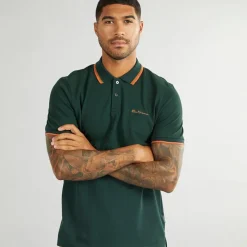 Clearance Herre tværstribet polo skjorte Dark Green T-Shirts, Poloer Og Skjorter·Poloer