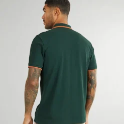 Clearance Herre tværstribet polo skjorte Dark Green T-Shirts, Poloer Og Skjorter·Poloer