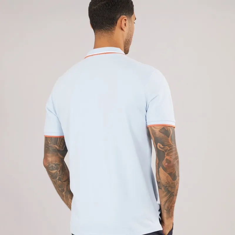 New Herre tværstribet polo skjorte Pale Blue T-Shirts, Poloer Og Skjorter·Poloer