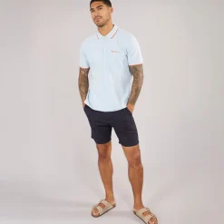 New Herre tværstribet polo skjorte Pale Blue T-Shirts, Poloer Og Skjorter·Poloer