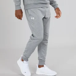 Sale Herre UA Rival Fleece Joggingbukser Castlerock Lys Heather/​Hvid Træning|Træningsbukser