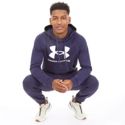 Best Herre UA Rival Fleece Logo Hoodie Midnatsblå/​Hvid Træning|T-Shirts Og Undertrøjer