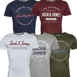Sale Herre Urban Crew Neck Fem-pak T-shirts Oliven Nat/​Hvid/​Lysegrå Melange/​Marineblå Blazer T-Shirts, Poloer Og Skjorter·Multipakker|Multipakker·T-Shirts Og Undertrøjer