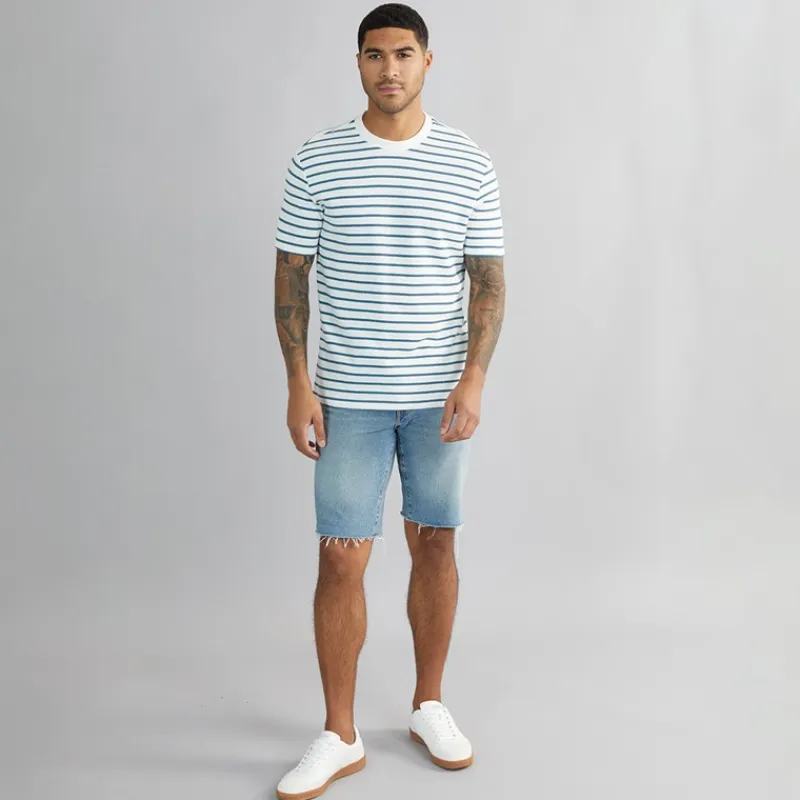 New Herre Vaffel Stribet T-shirt Snow White T-Shirts, Poloer Og Skjorter·T-Shirts Og Undertrøjer