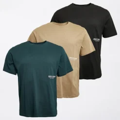Online Herre Vesterbro Side Tre Pak Afslappet Pasform T-shirts Sort/​Sølv Mink/​Magisk Skov T-Shirts, Poloer Og Skjorter·Multipakker|Multipakker·T-Shirts Og Undertrøjer